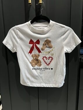 Graphic Tee — White with Red & Brown Accents